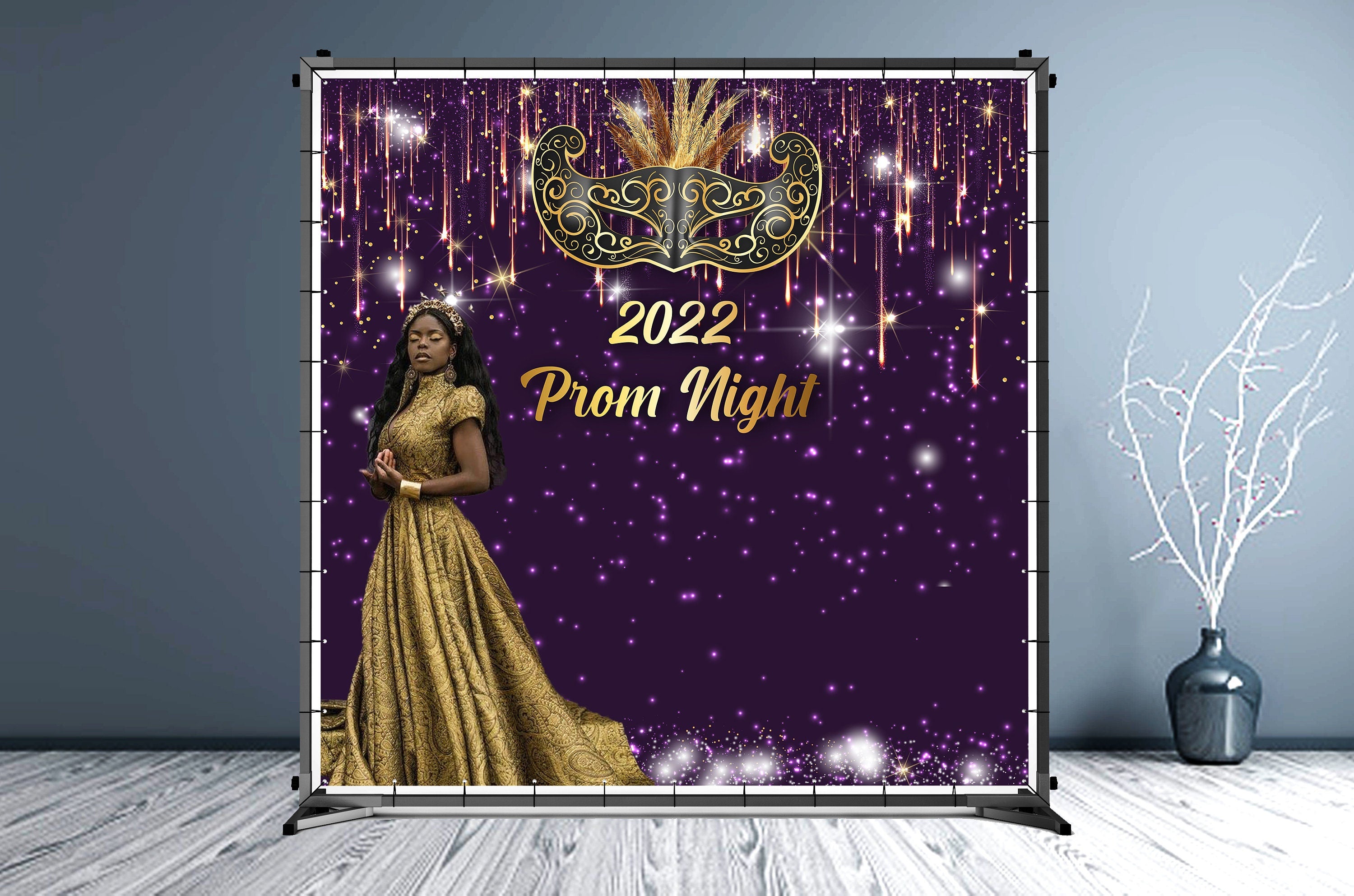 Masquerade Prom Custom Vinyl Backdrop - Hue Design Group