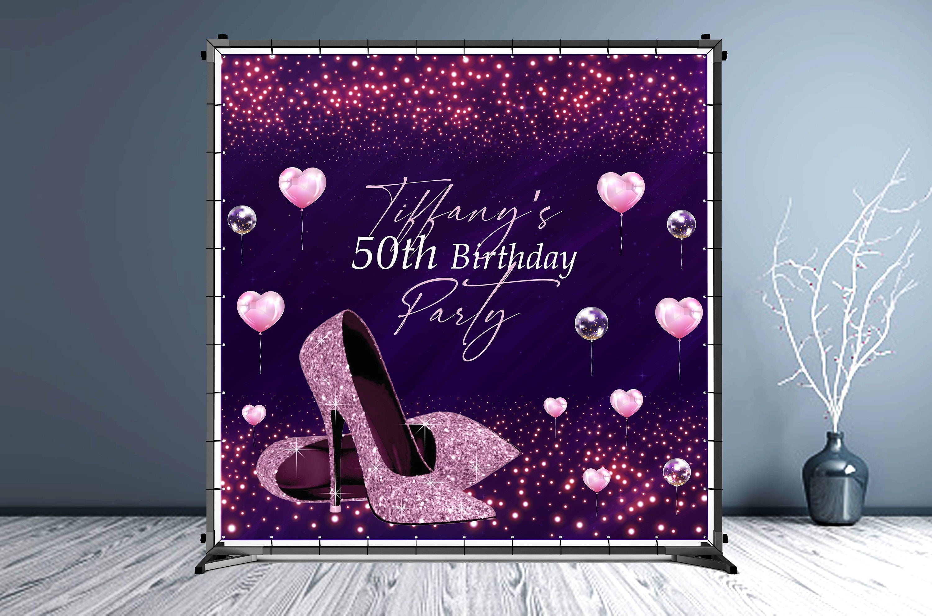 50th Birthday Custom Vinyl Backdrop for Women - Hue Design Group