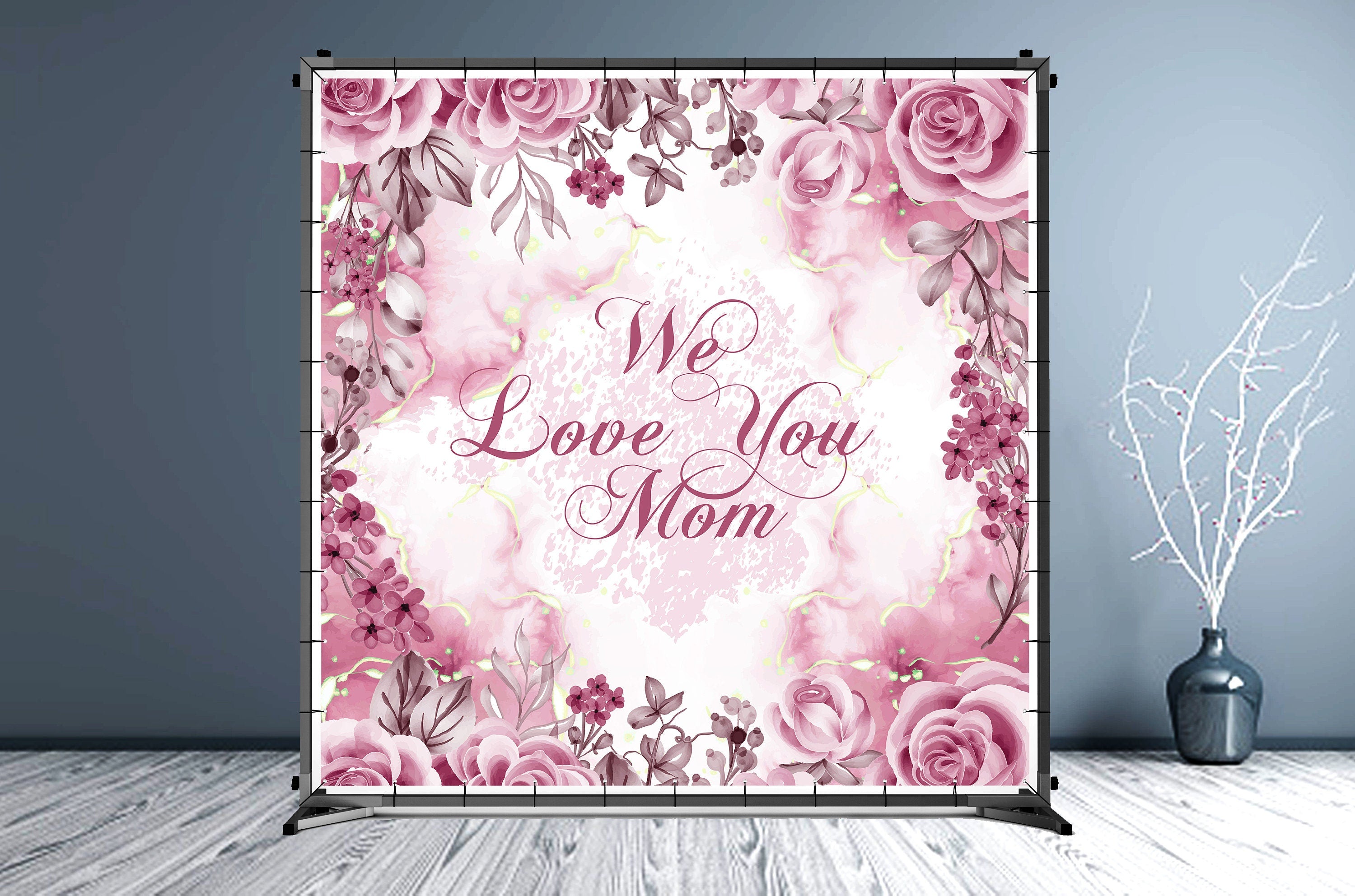 Mother's Day Watercolor Custom Vinyl Backdrop - Hue Design Group