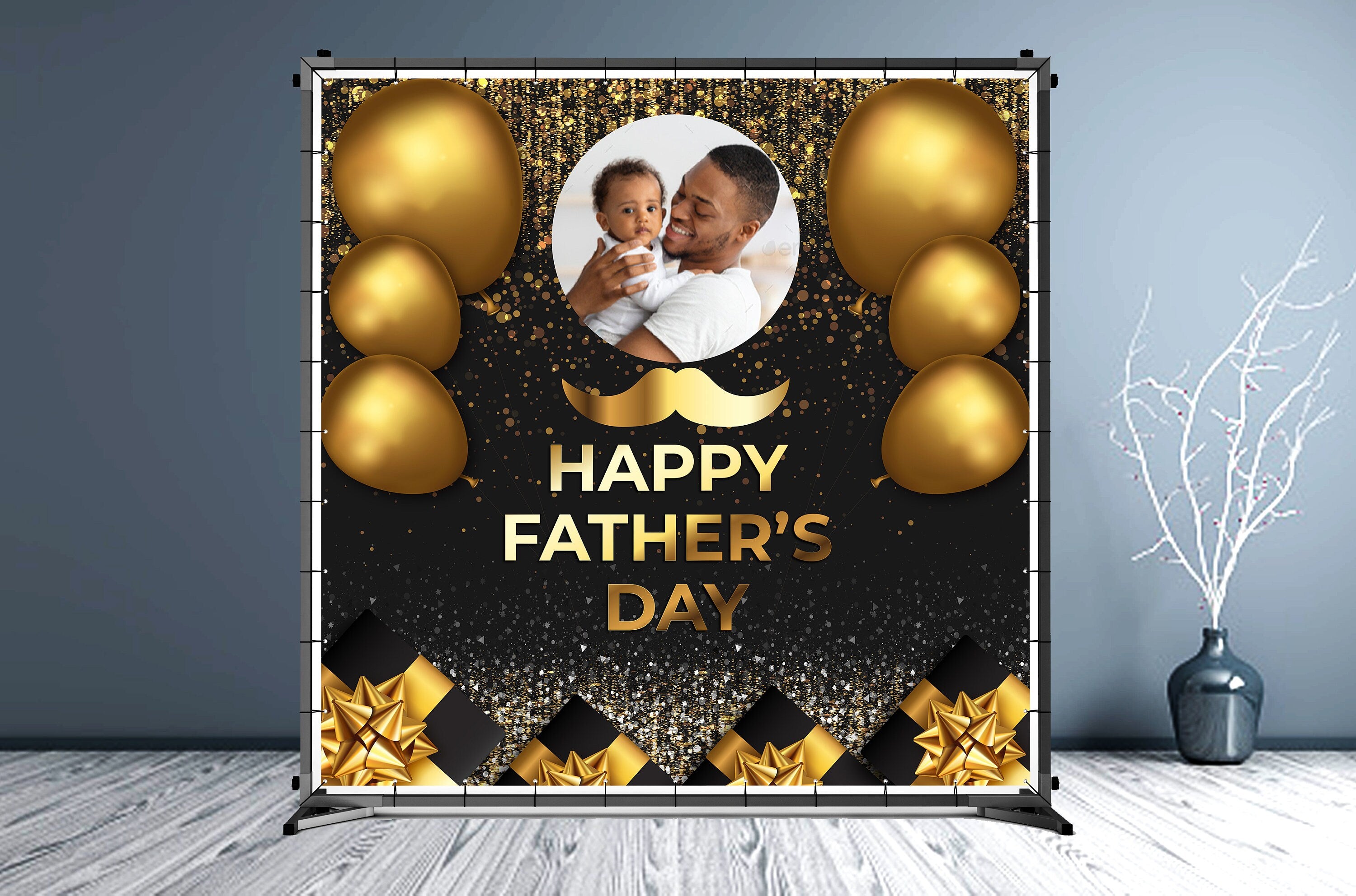 Father's Day Step and Repeat Custom Backdrop - Hue Design Group