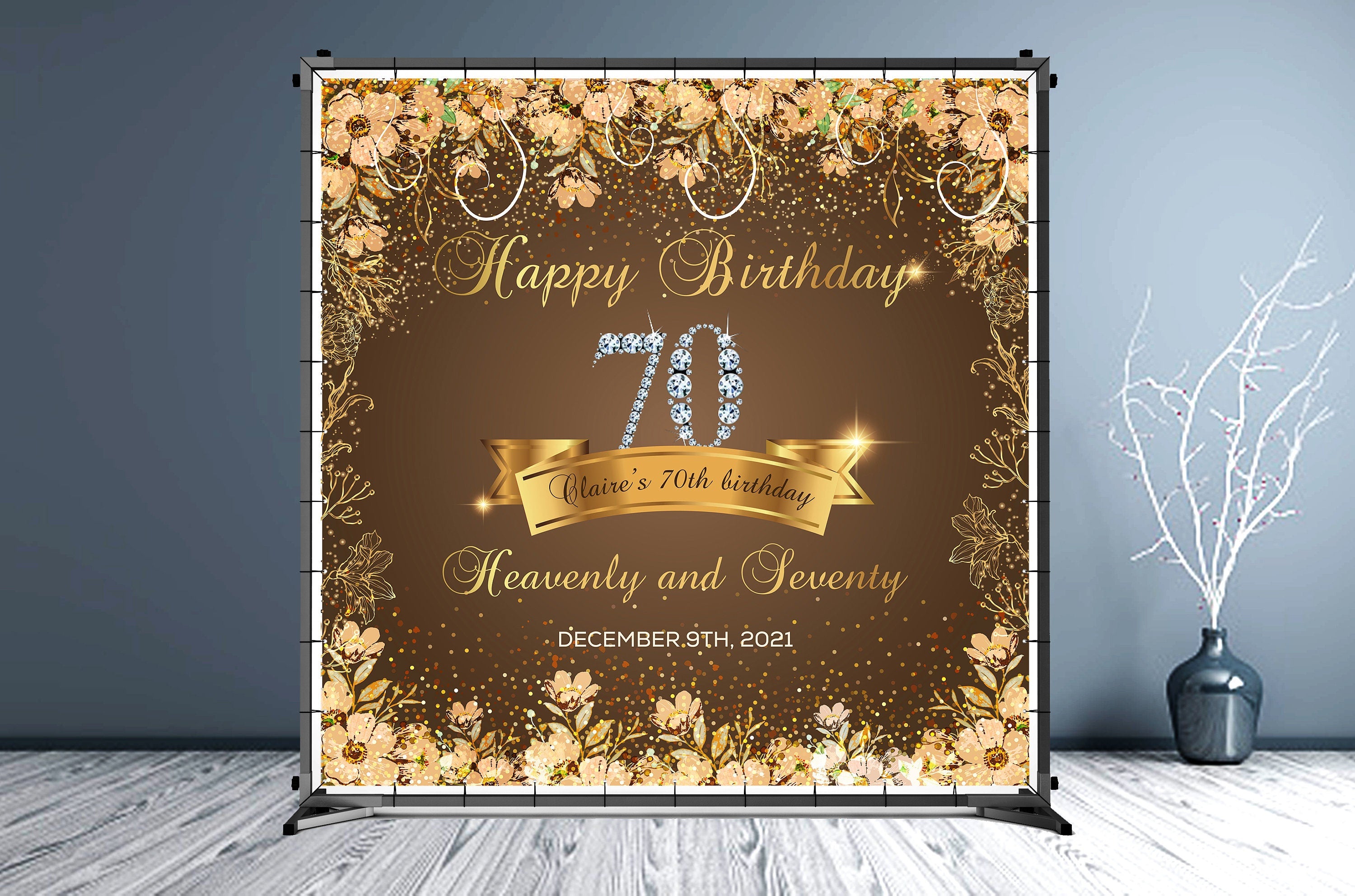 70th Birthday Custom Vinyl Backdrop - Hue Design Group