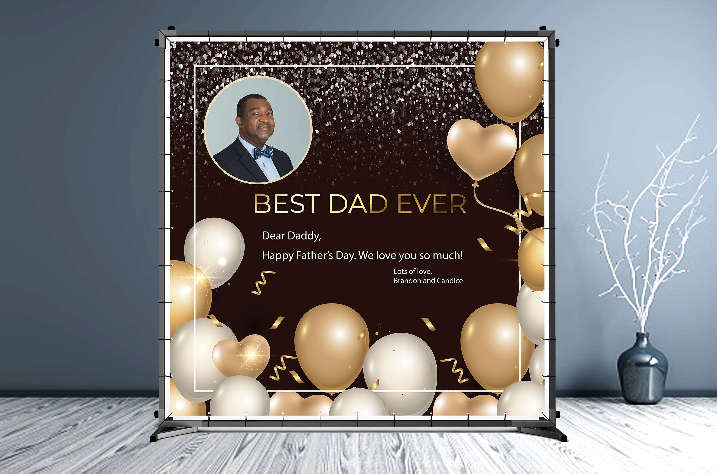 Father's Day Custom Vinyl Backdrop Brown - Hue Design Group