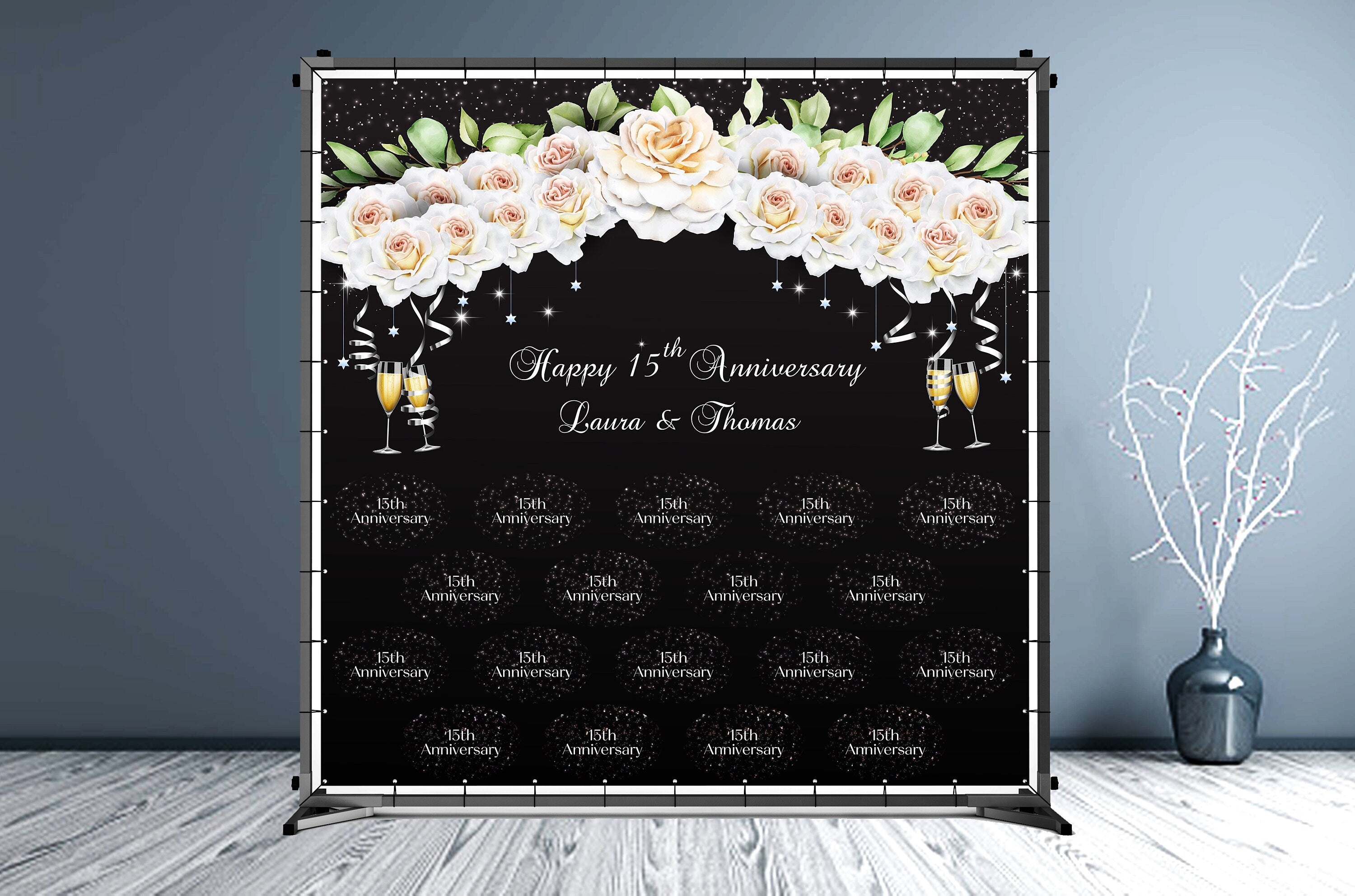 Anniversary Custom Vinyl Backdrop - Hue Design Group