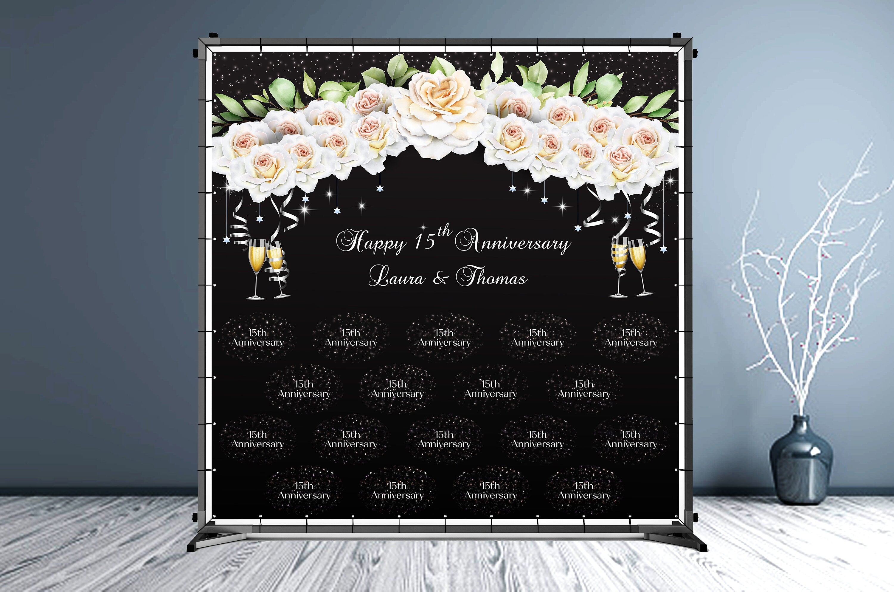 Anniversary Custom Vinyl Backdrop – Hue Design Group