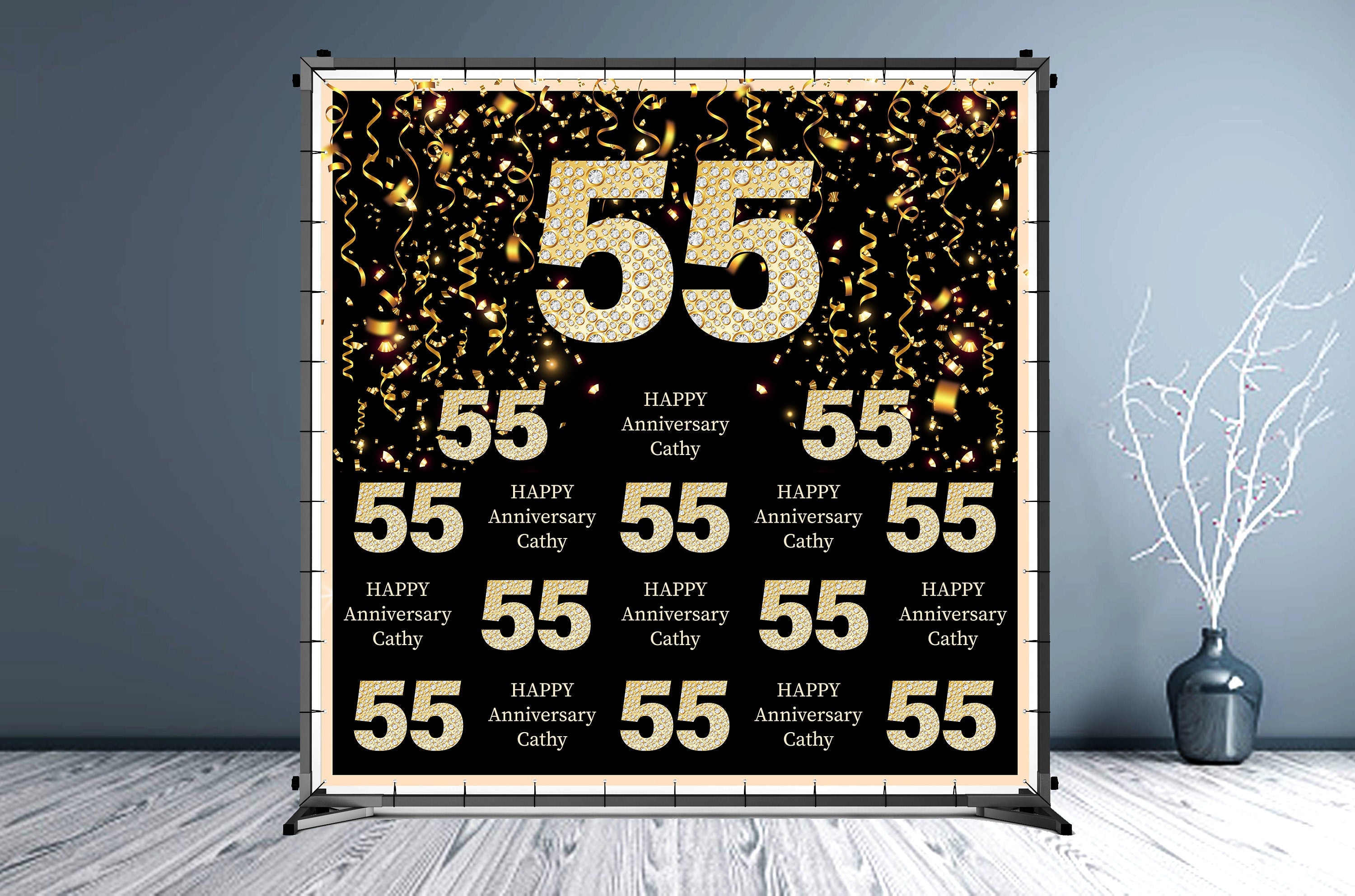 55th Anniversary Custom Vinyl Backdrop - Hue Design Group