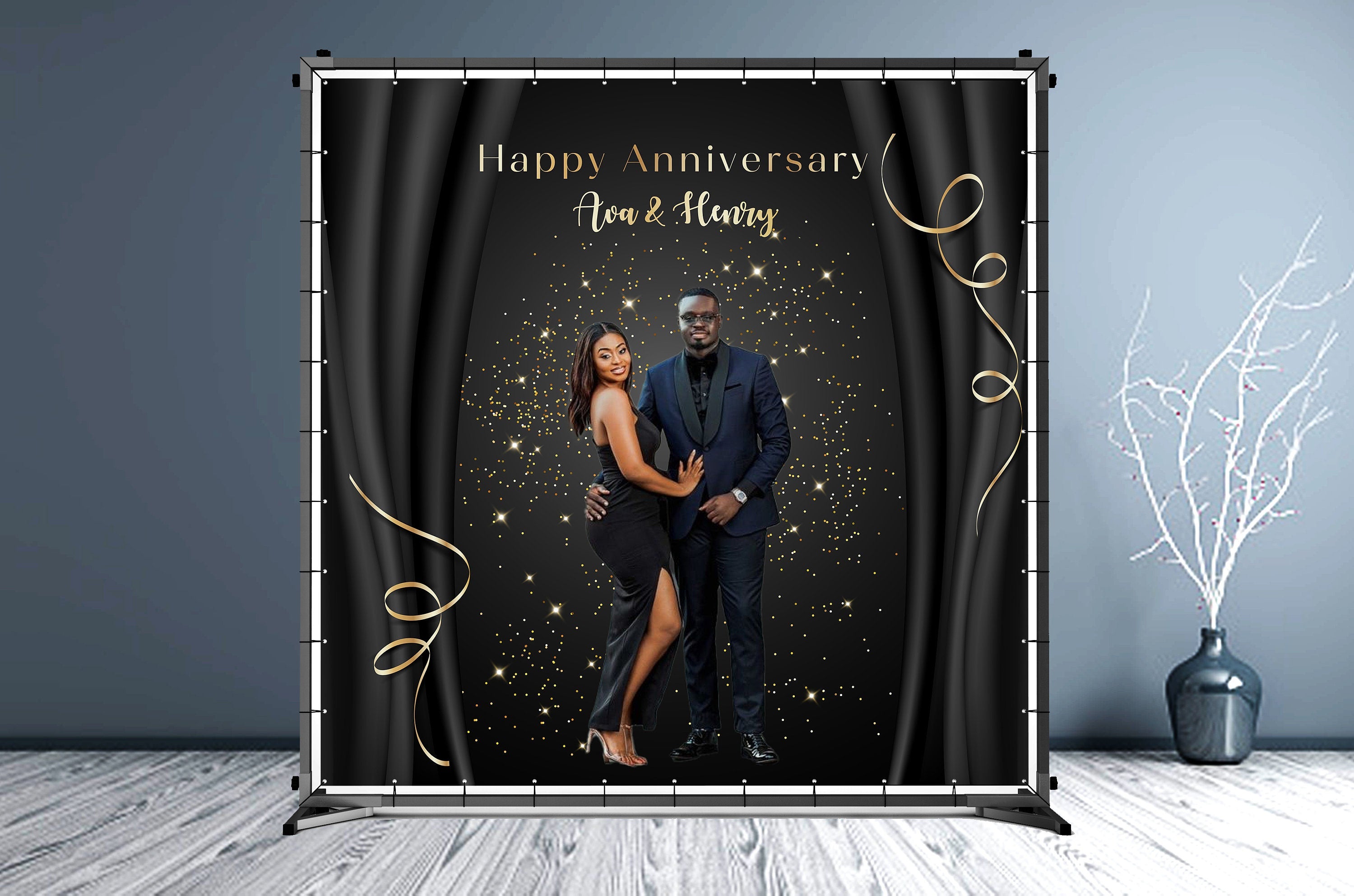 Anniversary Custom Vinyl Backdrop - Hue Design Group