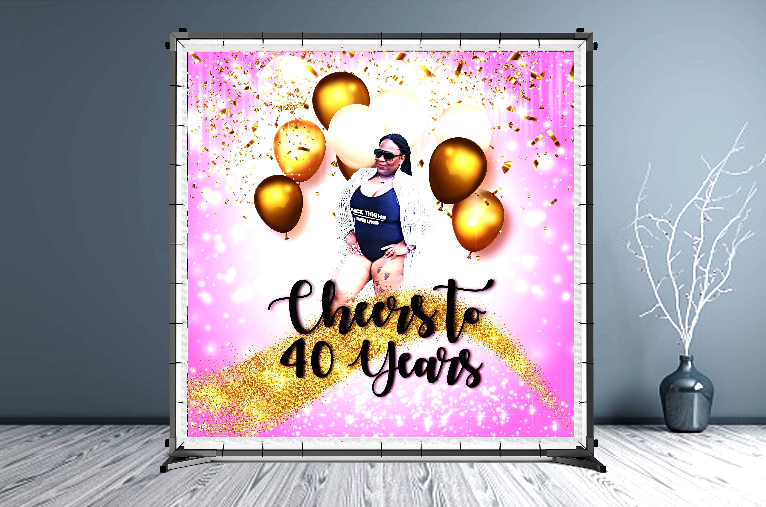 40th Birthday Custom Vinyl Backdrop - Hue Design Group