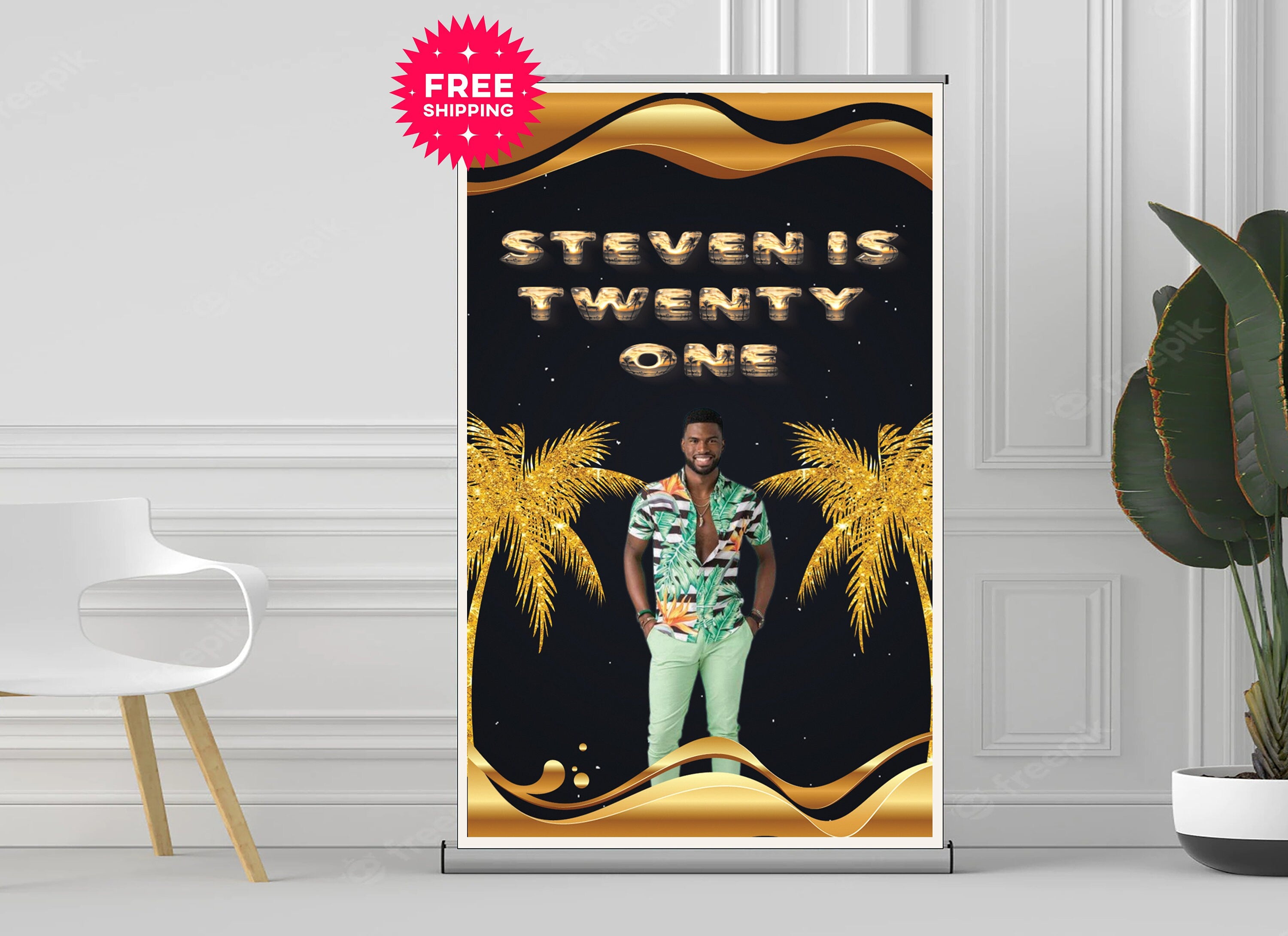 21st Birthday Retractable Banner Tropical - Hue Design Group
