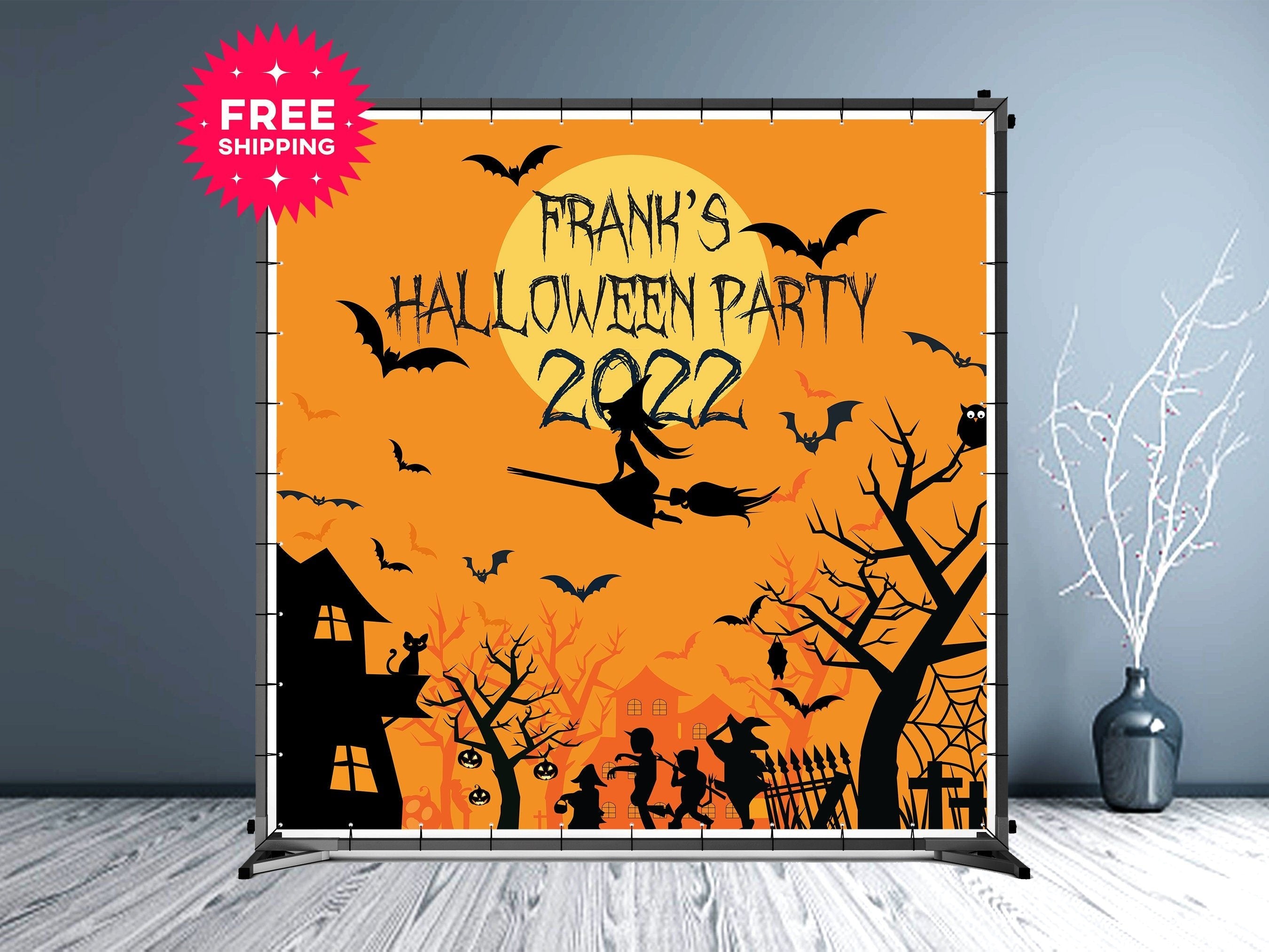 2022 Halloween Party Custom Vinyl Backdrop - Hue Design Group
