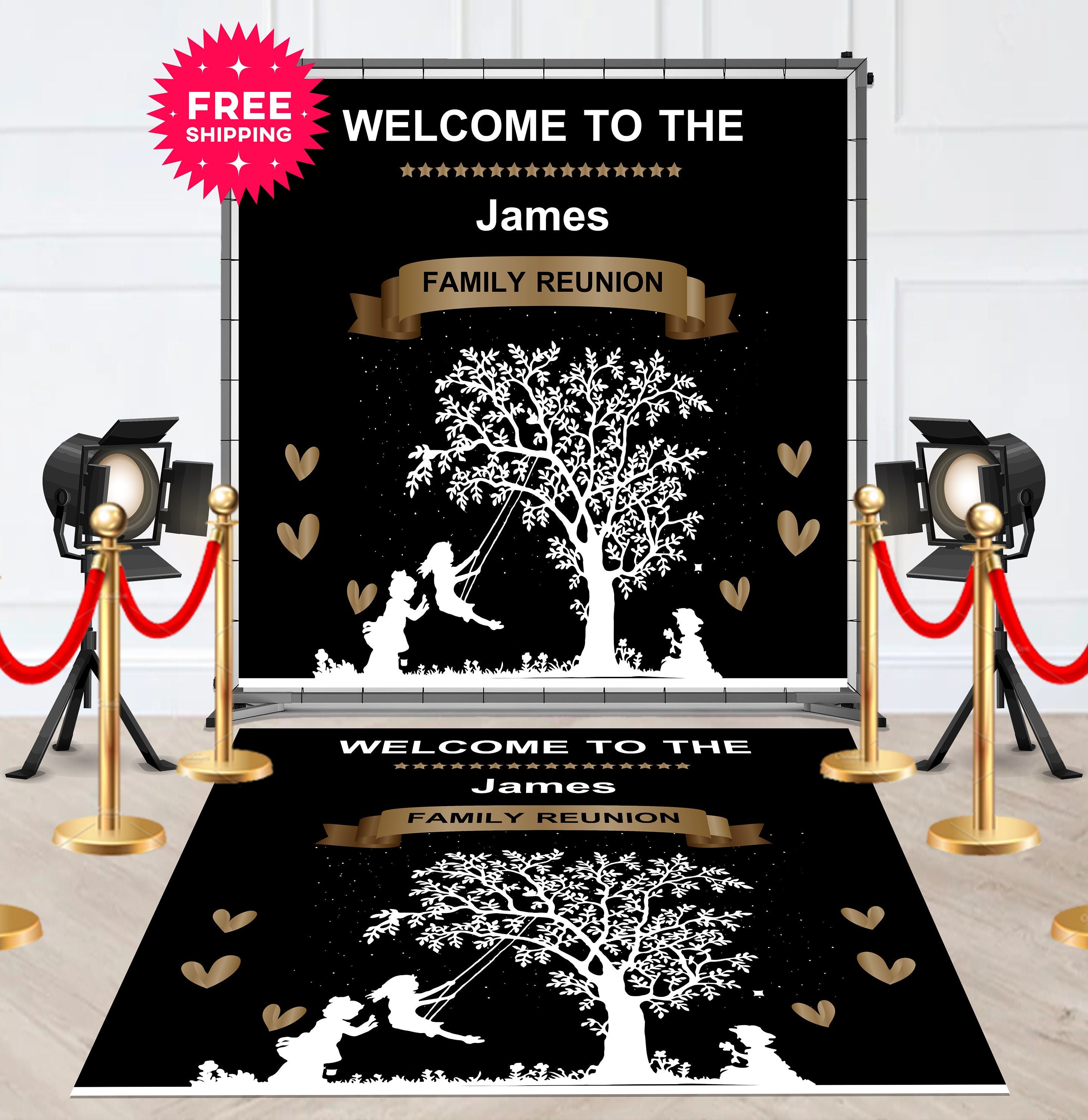 Family Reunion Removable Floor Decal Runner with Black and White - Hue Design Group