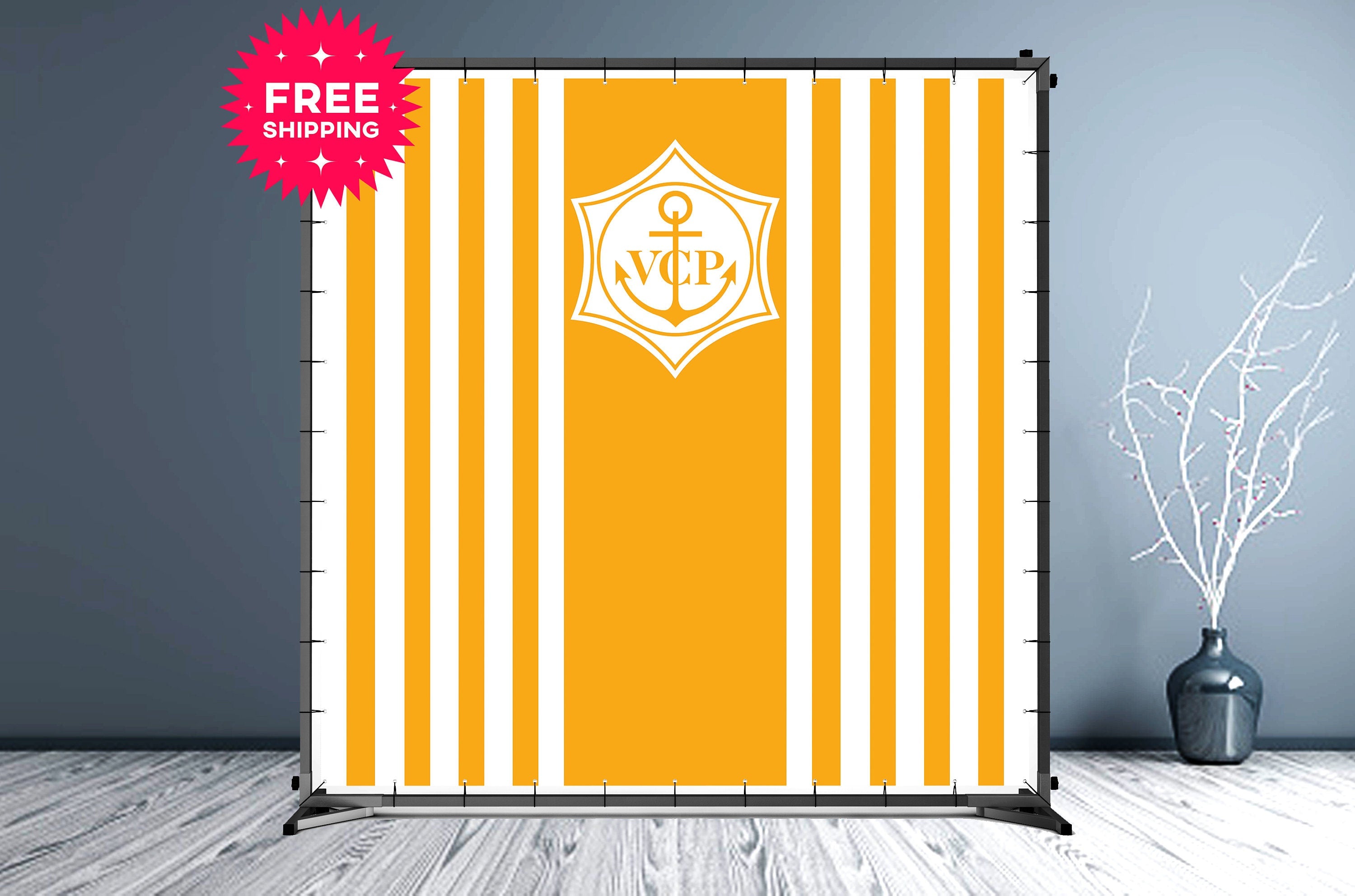 Company Logo Custom Backdrop – Hue Design Group