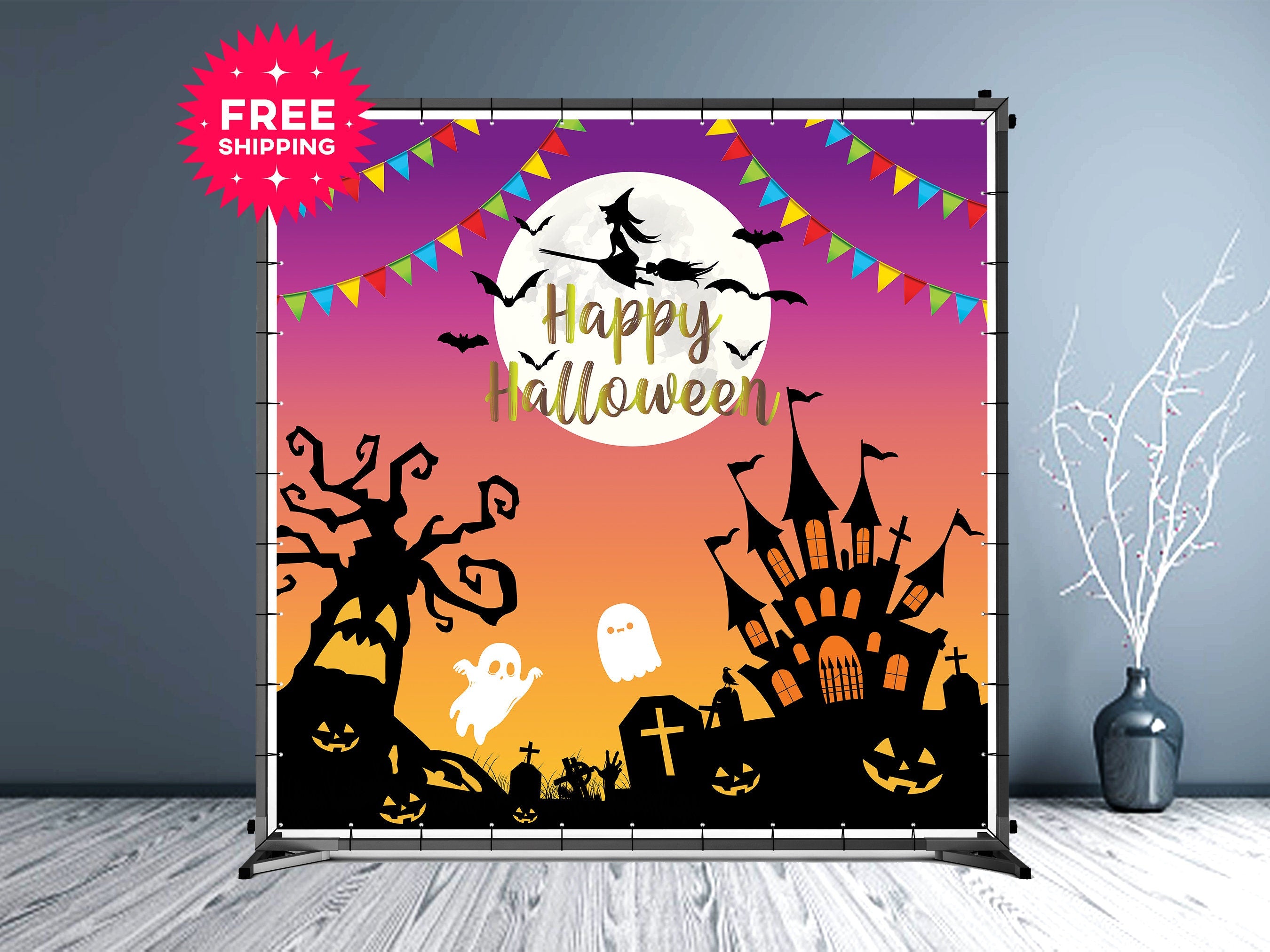 Halloween Decor Custom Vinyl Backdrop - Hue Design Group
